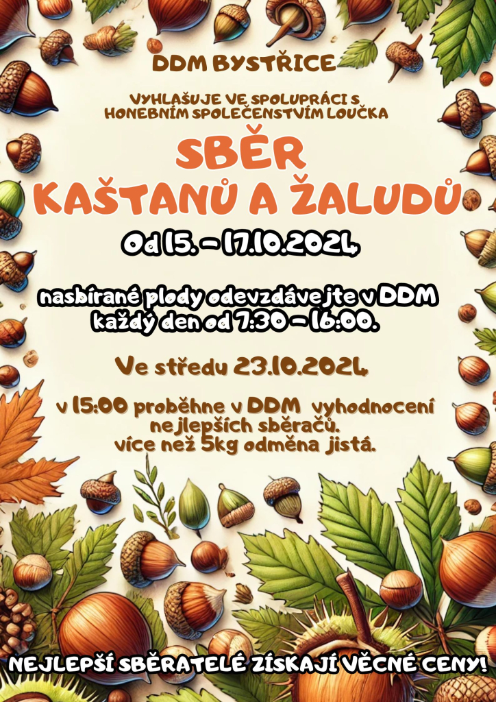 SBĚR KAŠTANŮ A ŽALUDŮ