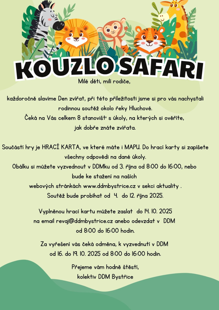 HRA KOLEM ŘEKY HLUCHOVÉ - KOUZLO SAFARI