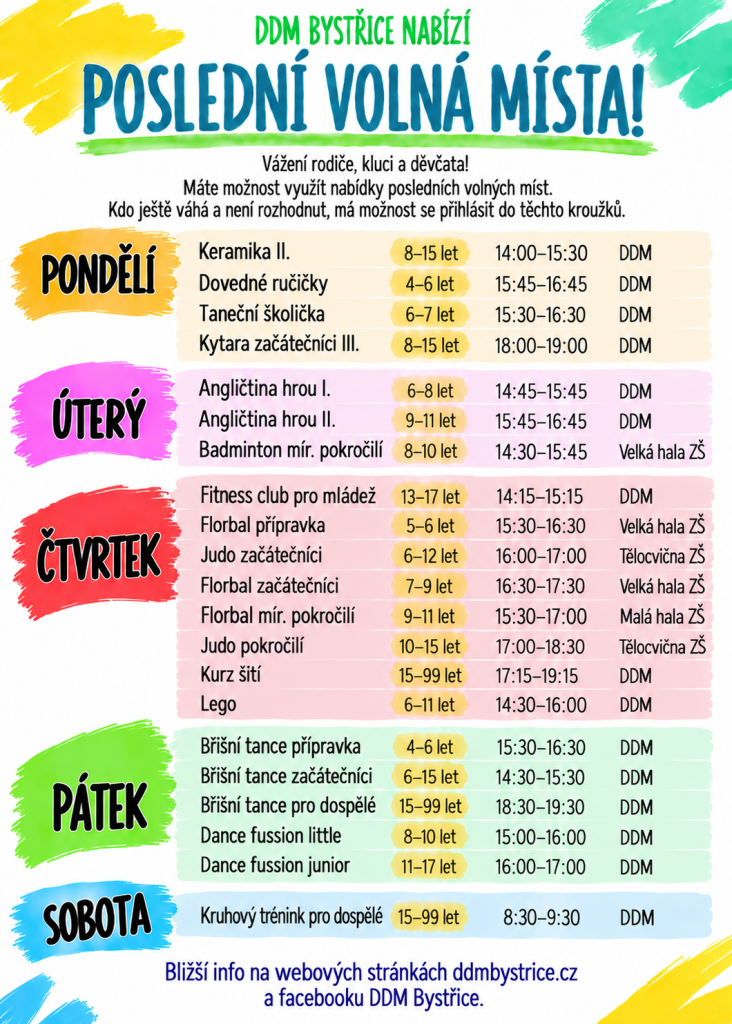 POSLEDNÍ VOLNÁ MÍSTA!